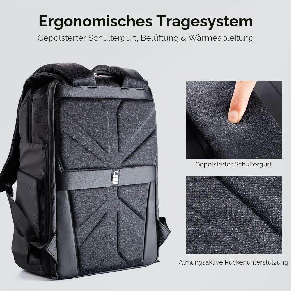 K&F CONCEPT Kamerarucksäcke 20L, Grosse Camera Backpack 15,6 Zoll Laptopfach, Spritzwassergeschutzt