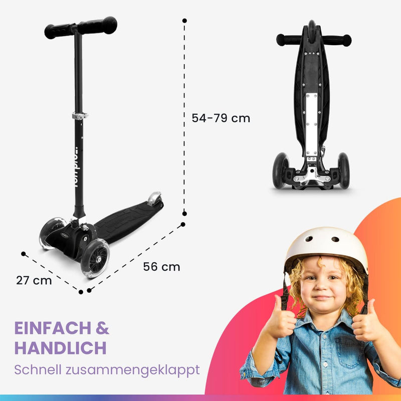 Fun Pro ONE Roller, der Sichere Premium Roller Kinder 3 Jahre, Vergleichstestsieger, LED Räder, falt