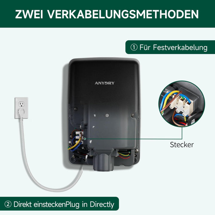 anydry 2803Y Mini-Händetrockner, Hochgeschwindigkeits-Luftstrom 1350W, Edelstahl-Mattlack-Oberfläche