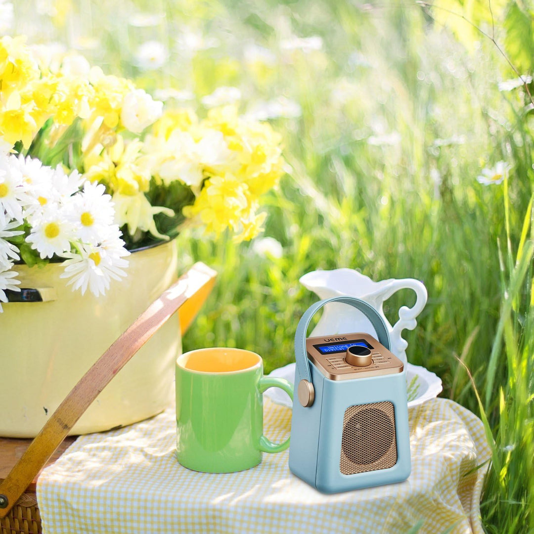 UEME Mini DAB+ DAB Digitalradio und UKW Radio mit Bluetooth Lautsprecher, Radiowecker, und Leder Ver