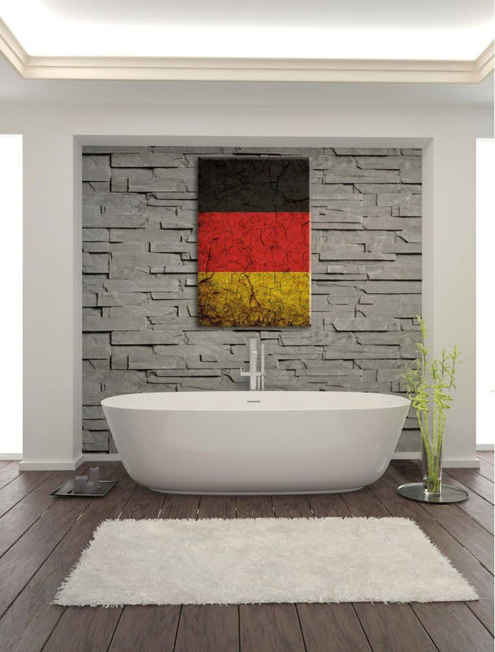 Deutschlandfahne, Format: 100x70 auf Leinwand, XXL riesige Bilder fertig gerahmt mit Keilrahmen, Kun