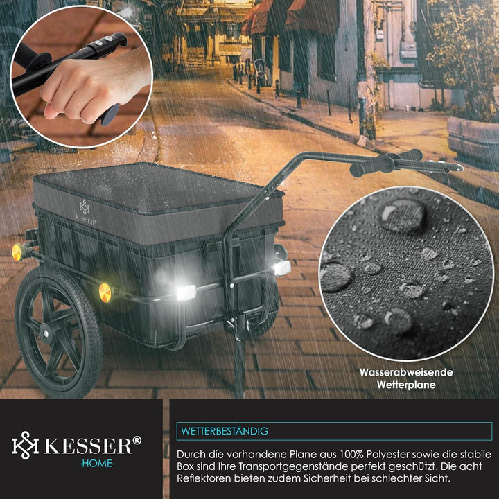 KESSER® Fahrradanhänger, Lastenanhänger, Handwagen mit Kupplung, Hochdeichsel, für Fahrrad Transport