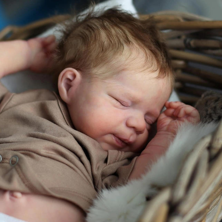 Zero pam Reborn Baby Junge, 45CM Reborn Baby Vollsilikon Lebensecht Jungen, Echt Puppe Mit Haaren, R