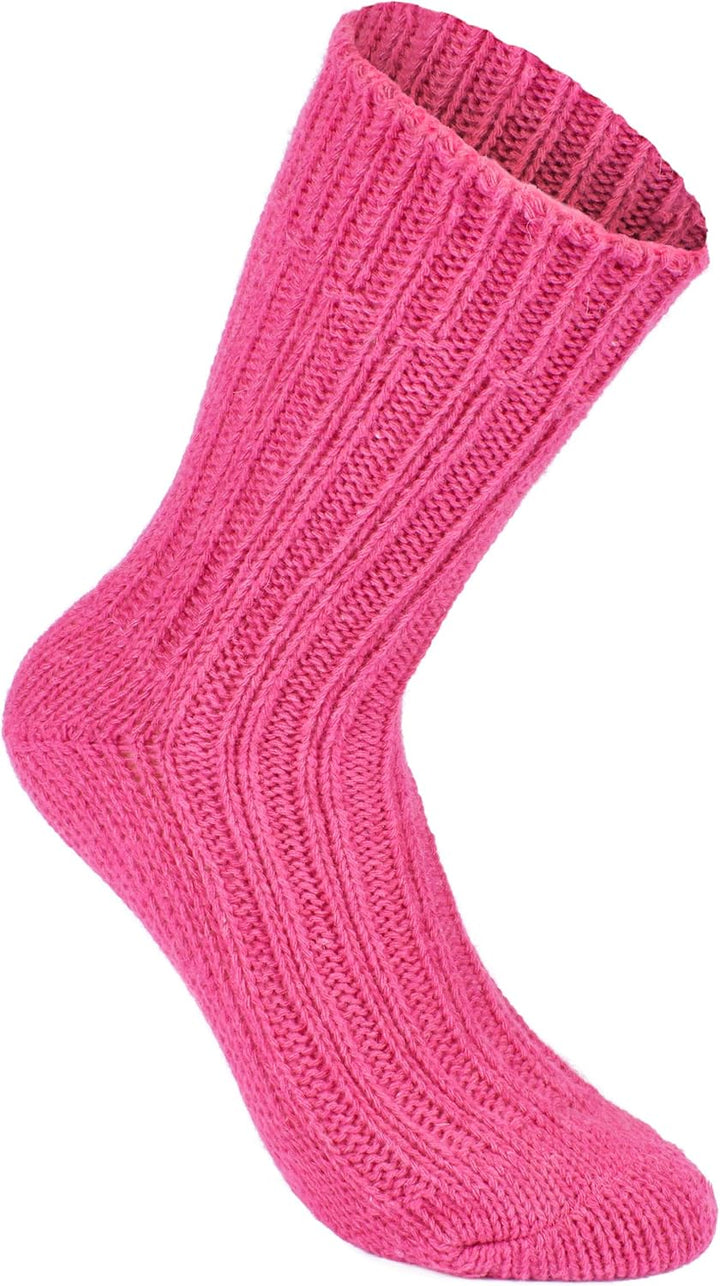 Brubaker 4 Paar Alpaka Socken sehr dick flauschig und warm - reine Alpakawolle 39-42 Pink- und Rosat