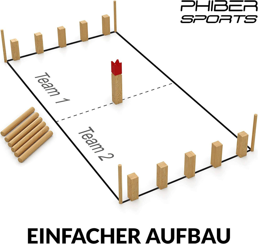 Kubb Wikinger Spiel aus Holz in Premium Qualität – Aus massivem Holz – Mit praktischer Tragetasche -