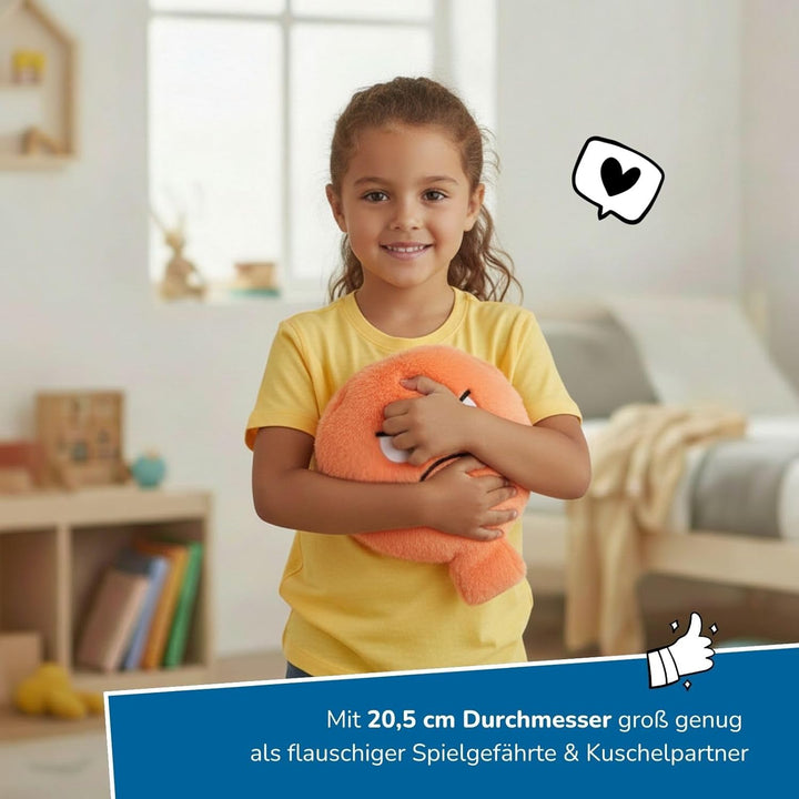 alldoro 60291-4 XXL Plüsch Furzkissen Grumpy, Peach, Ø 20,5 cm, Pupskissen mit Sound, Emotionen spie