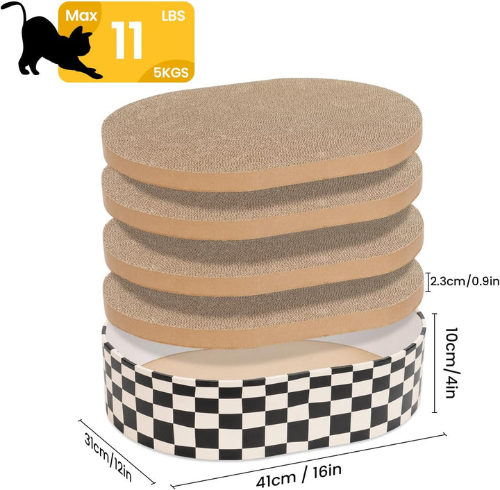 Conlun Kratzbrett Katze, Kratzbox mit 4 Katzen Kratzpappe,Wendbare Katzenkratzbretter aus Robustem W