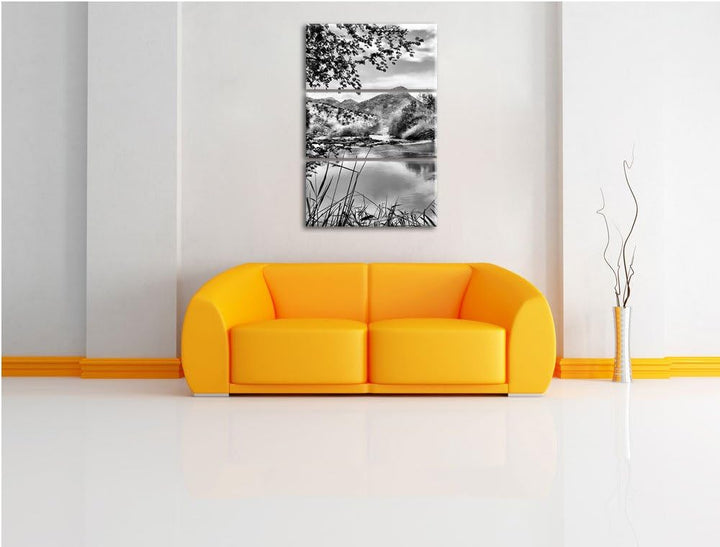 Pixxprint schöne Oase in der Savanne als Leinwandbild/Grösse: 3 Teilig (120x80) cm/Wandbild/Kunstdru