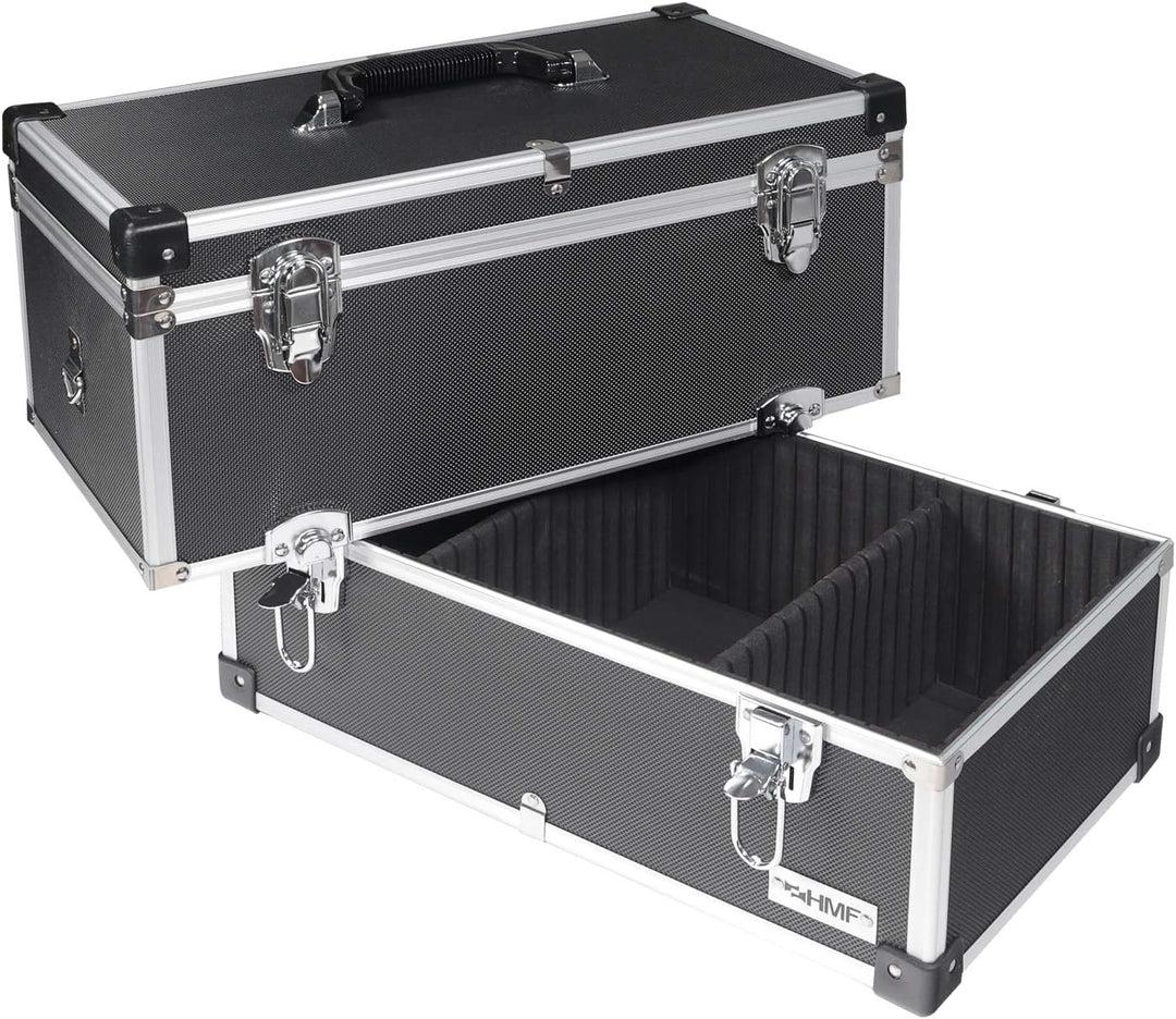 HMF 14660-02 Alu Werkzeugkoffer leer, 2 Etagen, 44 x 32,5 x 24 cm, schwarz, 2 Etagen