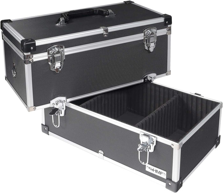 HMF 14660-02 Alu Werkzeugkoffer leer, 2 Etagen, 44 x 32,5 x 24 cm, schwarz, 2 Etagen