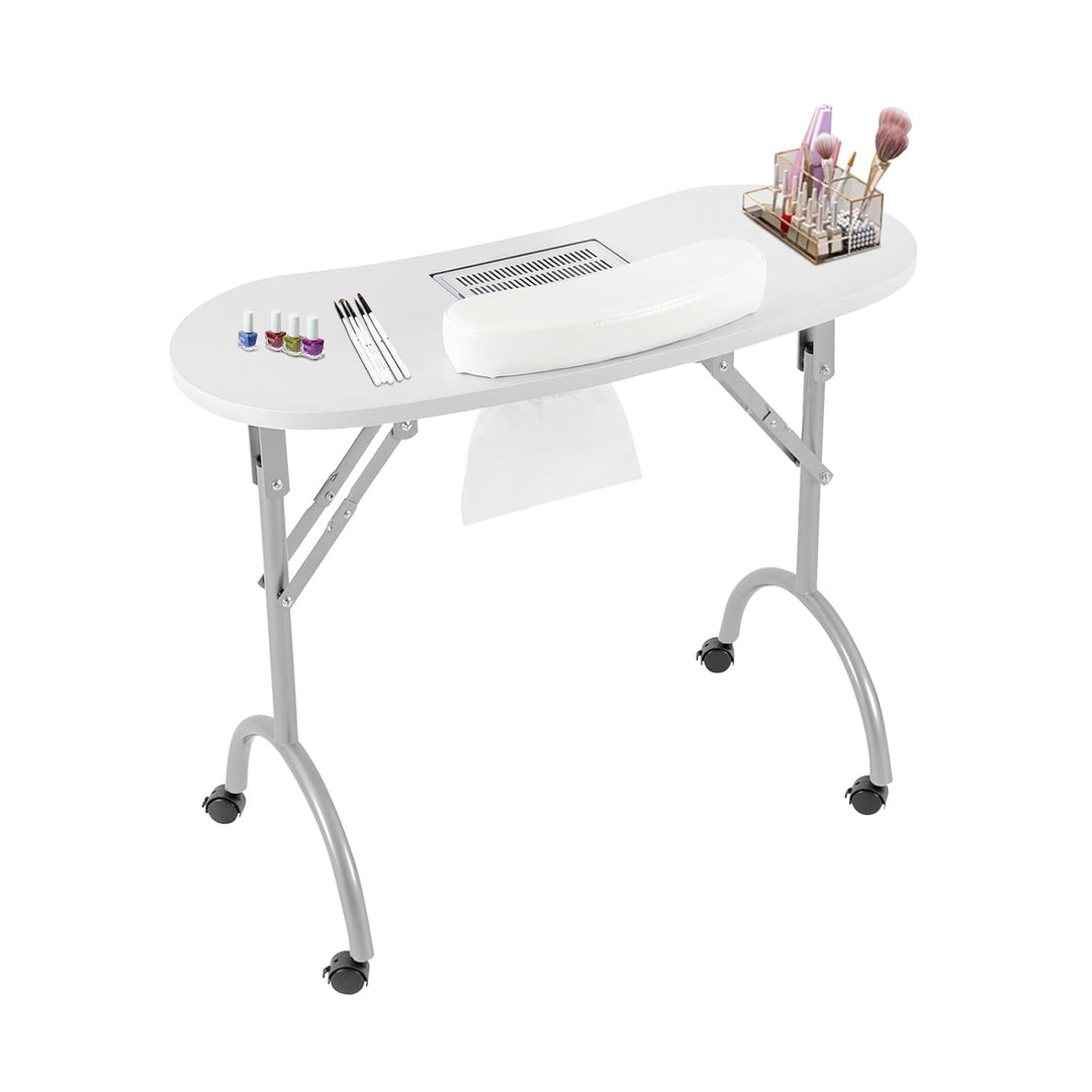 Maniküre Tisch mit Absaugung Nagelstudio Tisch Klappbar Mobilesmanikürtisch mit Staubbeutel und Roll