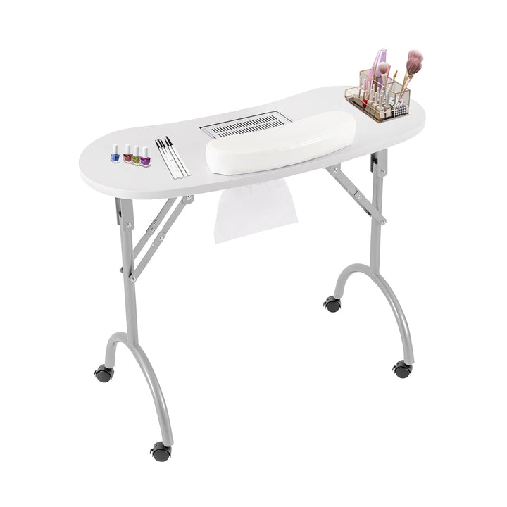 Maniküre Tisch mit Absaugung Nagelstudio Tisch Klappbar Mobilesmanikürtisch mit Staubbeutel und Roll