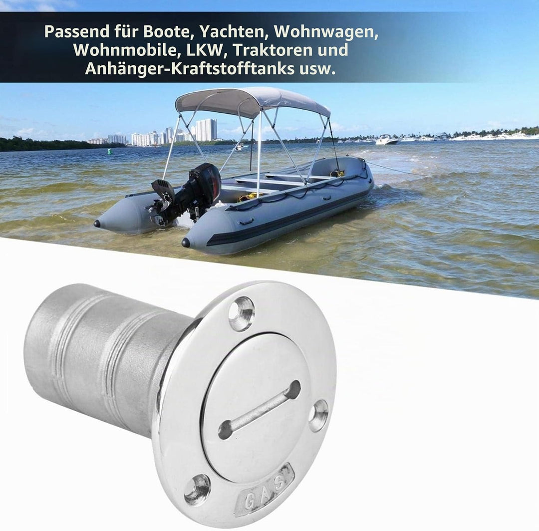 38 mm Tankstutzen für Boote, Tankdeckel Einfüllstutzen aus 316 Edelstahl mit Key Boat Deck Fill Fill