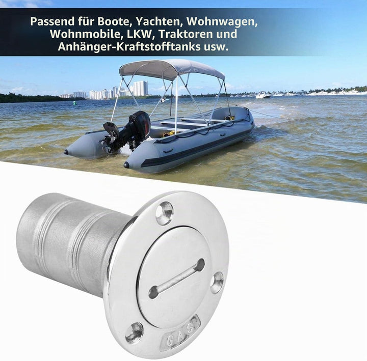 38 mm Tankstutzen für Boote, Tankdeckel Einfüllstutzen aus 316 Edelstahl mit Key Boat Deck Fill Fill