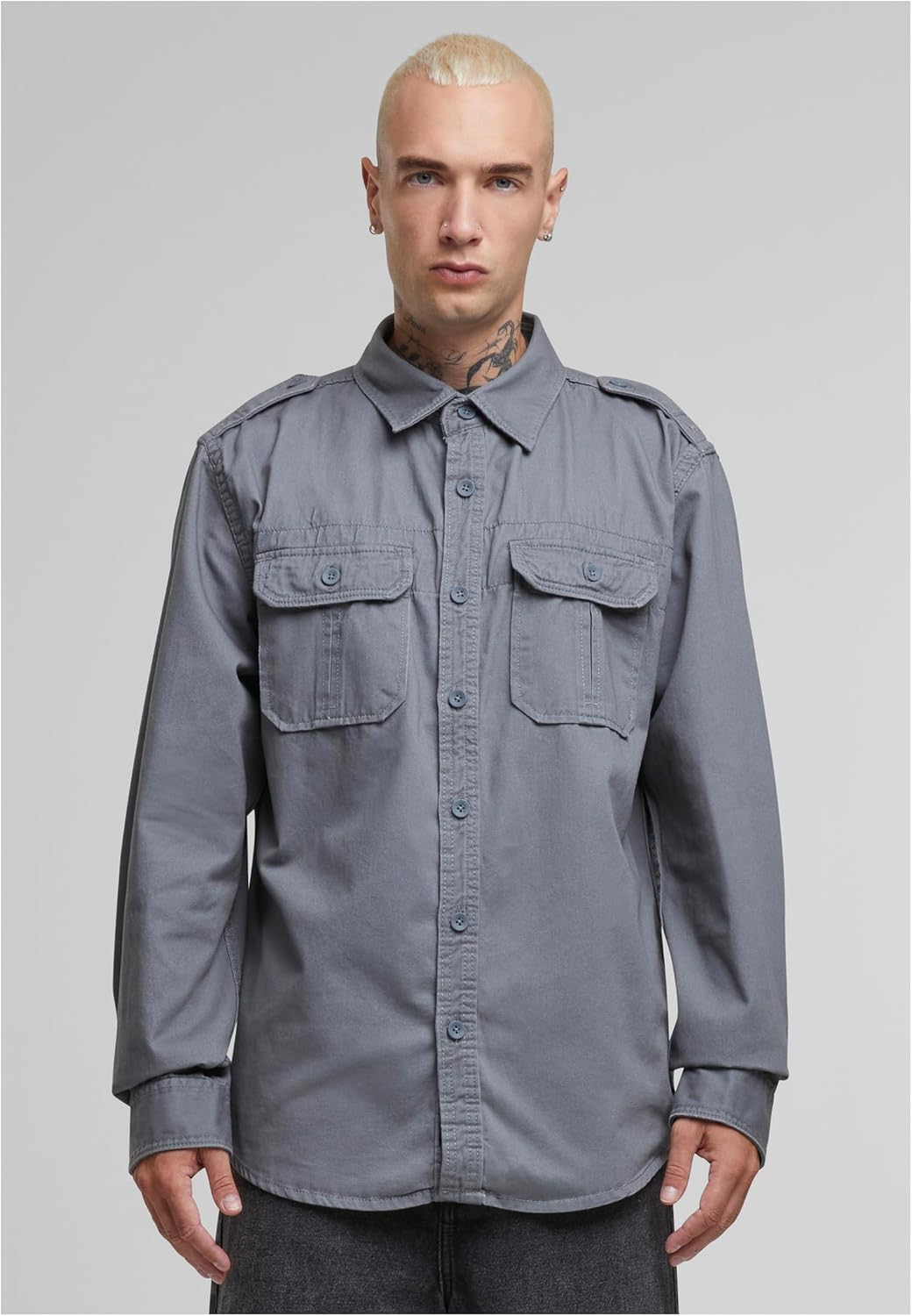 Brandit Herren Vintage Shirt Long Sleeve Hemd M Charcoal Grey, M Charcoal Grey