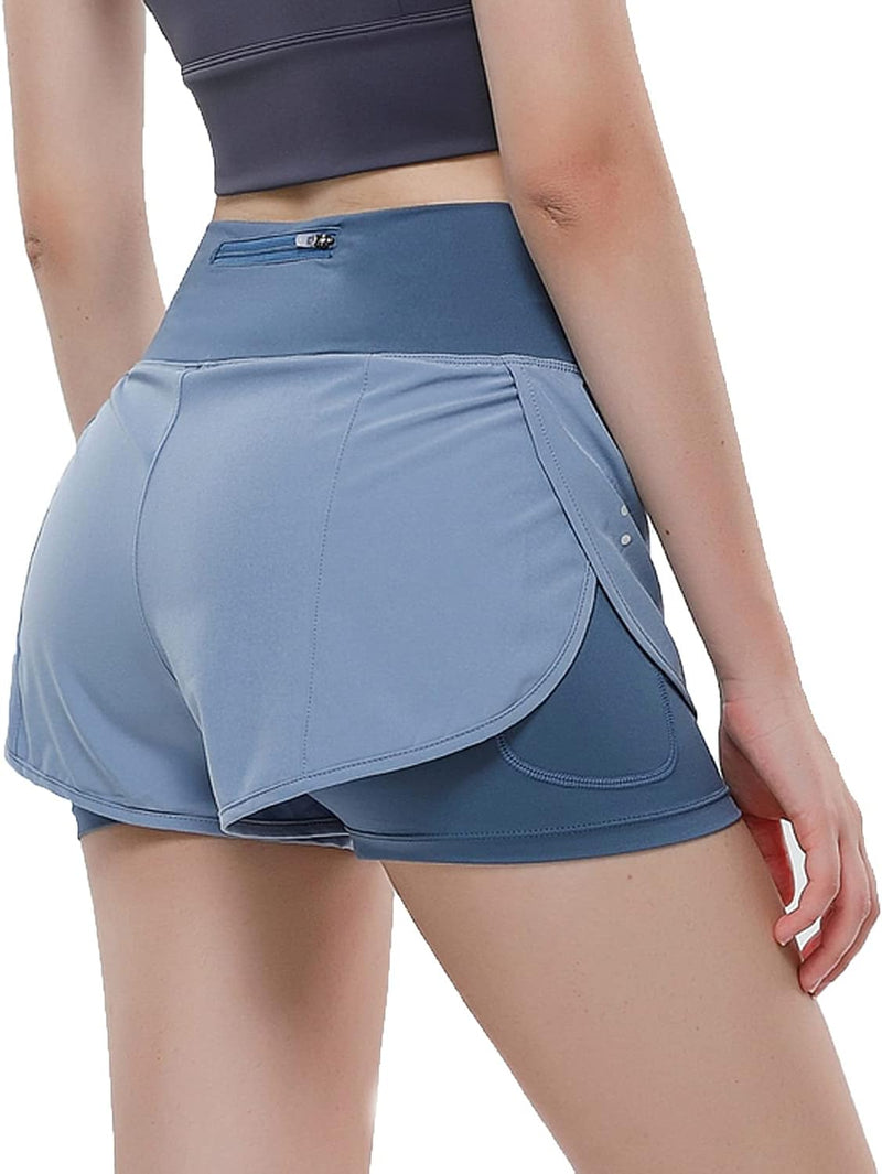 VIGVAN 2 in 1 Laufhose Damen Sport Shorts Sommer Kurze Hose Schnell Trocknend Fitness Shorts Yoga Sh