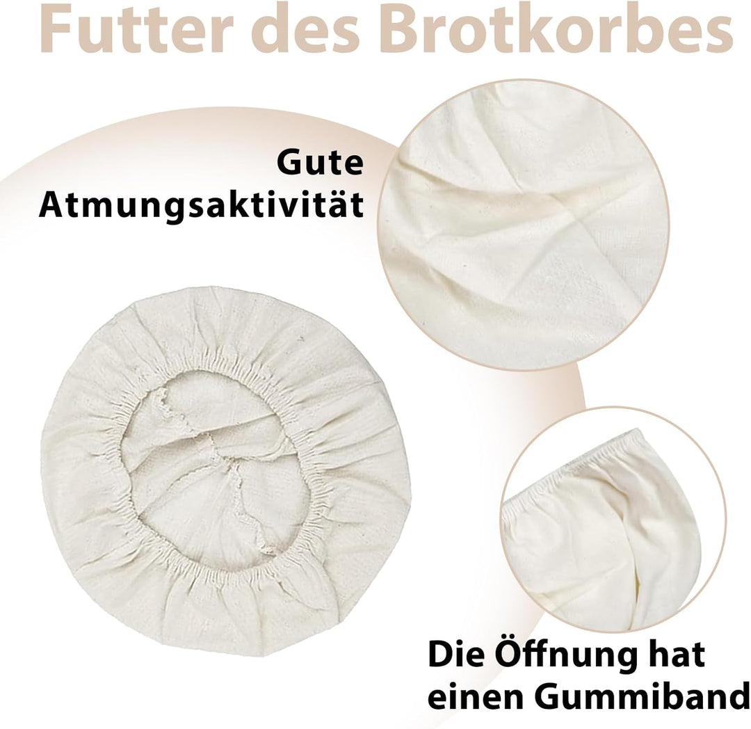 Gärkörbchen, Gärkorb für Reben, Handgemacht Rattan Brotkorb mit Leineneinlage, Brot Backen Zubehör,