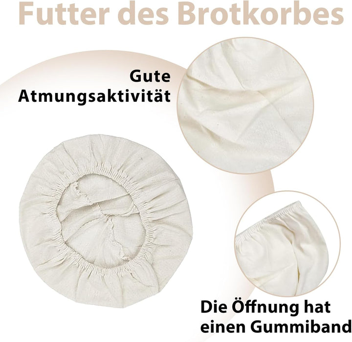 Gärkörbchen, Gärkorb für Reben, Handgemacht Rattan Brotkorb mit Leineneinlage, Brot Backen Zubehör,