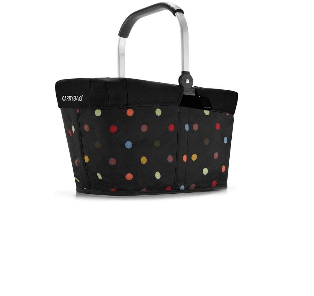reisenthel carrybag Frame dots + Cover Black - Stabiler Einkaufskorb mit passendem Cover und praktis