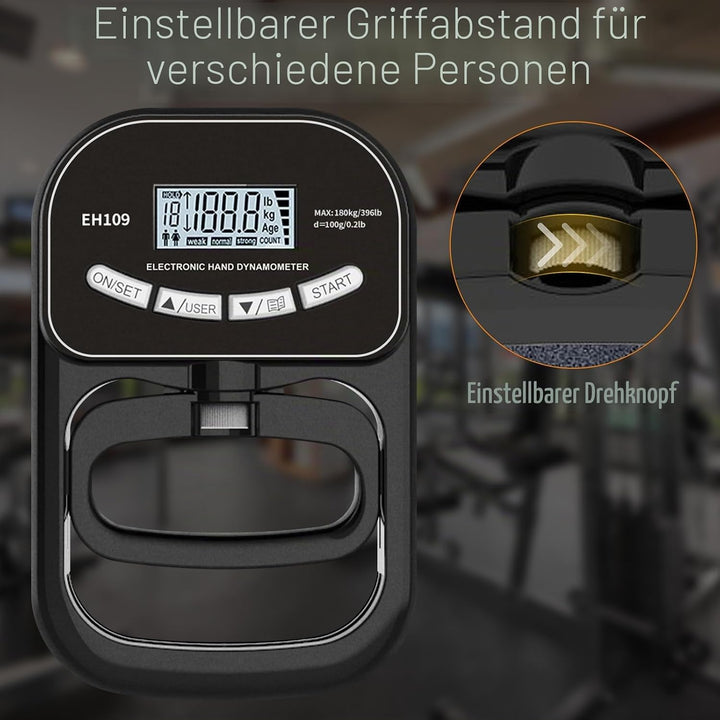 Electronic Griffkraft Messgerät Digitaler Hand Dynamometer Handkraftmessgerät mit LCD-Display Schwar