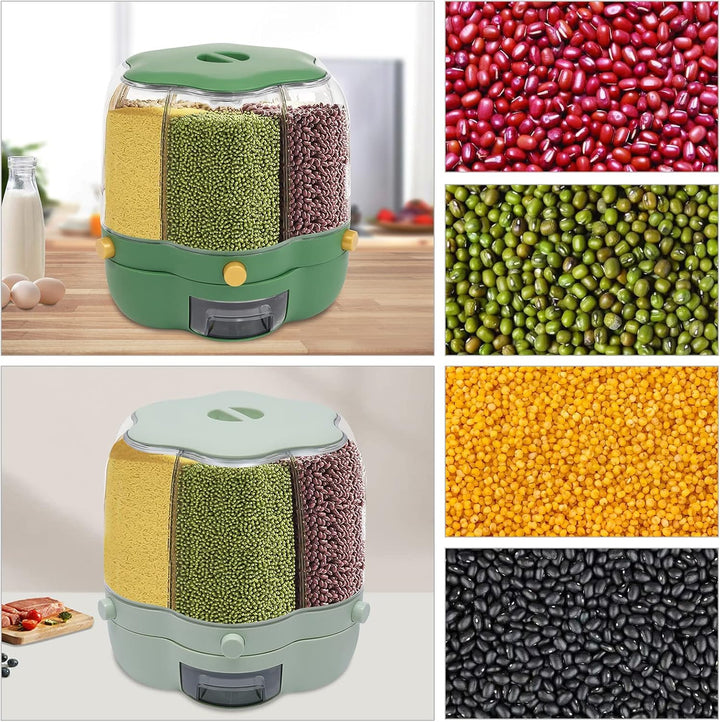 Müslispender, Cerealienspender Cornflakes Spender mit 6 Gitter, Drehbarer Müslispender 360° Haushalt