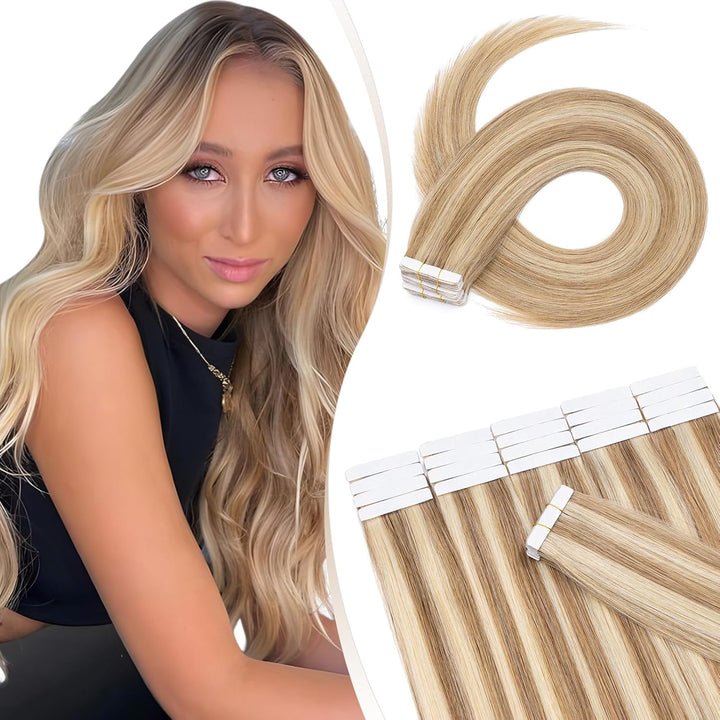 Elailite Tape Extensions Haarverlängerung - Invisible Tape Extensions Echthaar - Remy Real Human Hai