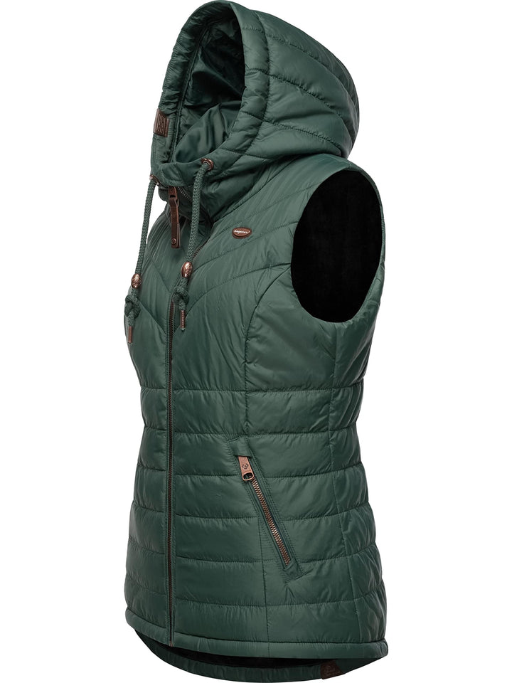 Ragwear Damen Winterjacke warme Steppweste mit Kapuze Lucinda Vest XS-XXL XL Dark Green, XL Dark Gre