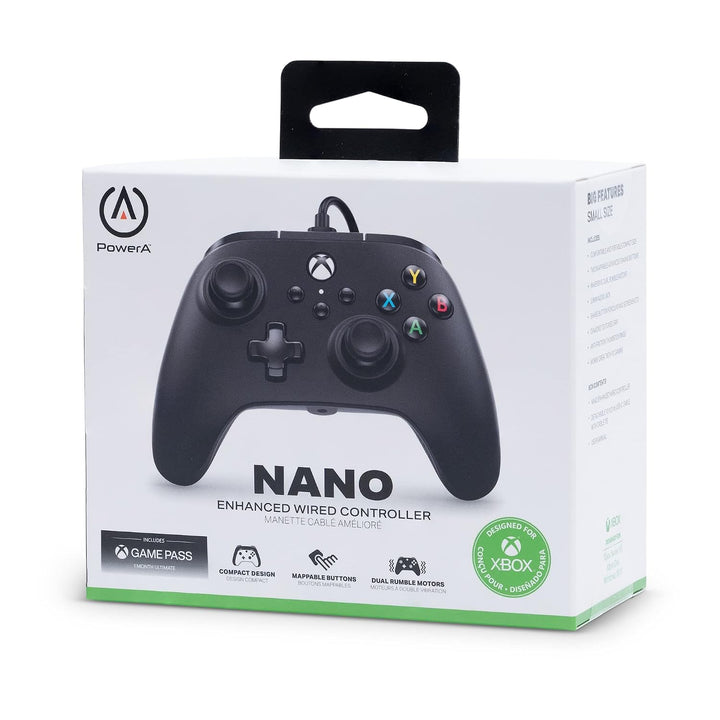 PowerA Nano verbesserter kabelgebundener Controller für Xbox Series X|S – Schwarz, Schwarz