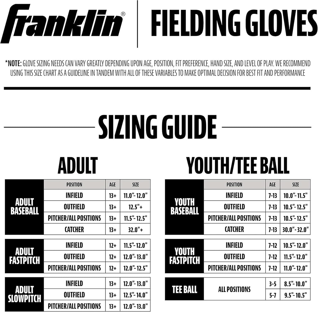 Franklin Sports Field Master Series Baseball Handschuhe Werfer, für Rechtshänder 10.5", Werfer, für