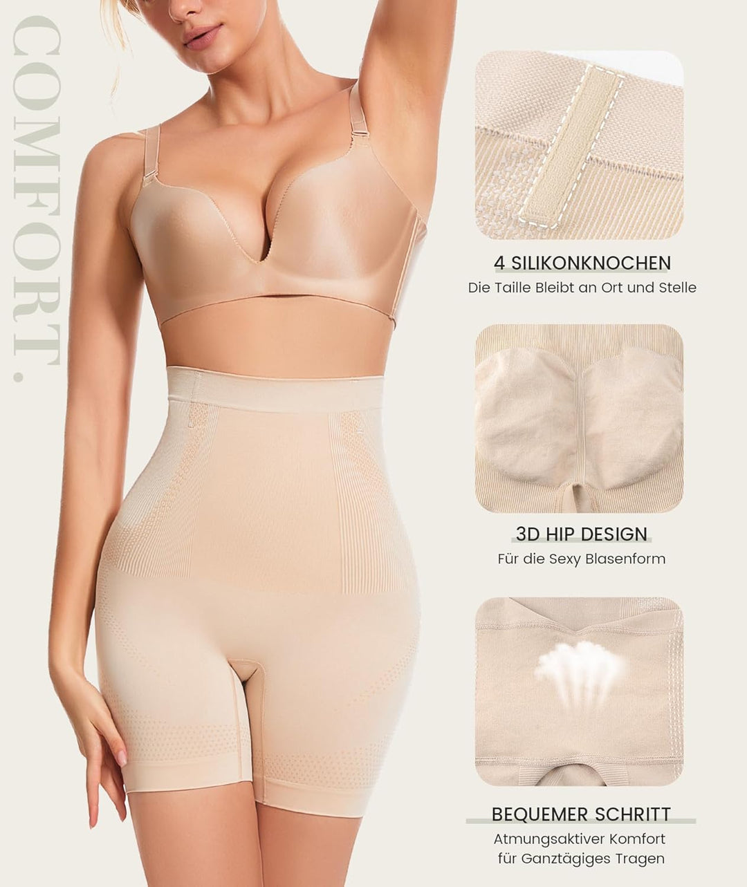 SIMIYA Bauchweg Unterhose Damen Hohe Taille Bauch Weg Shapewear Miederhose mit Bein Shaping Unterhos