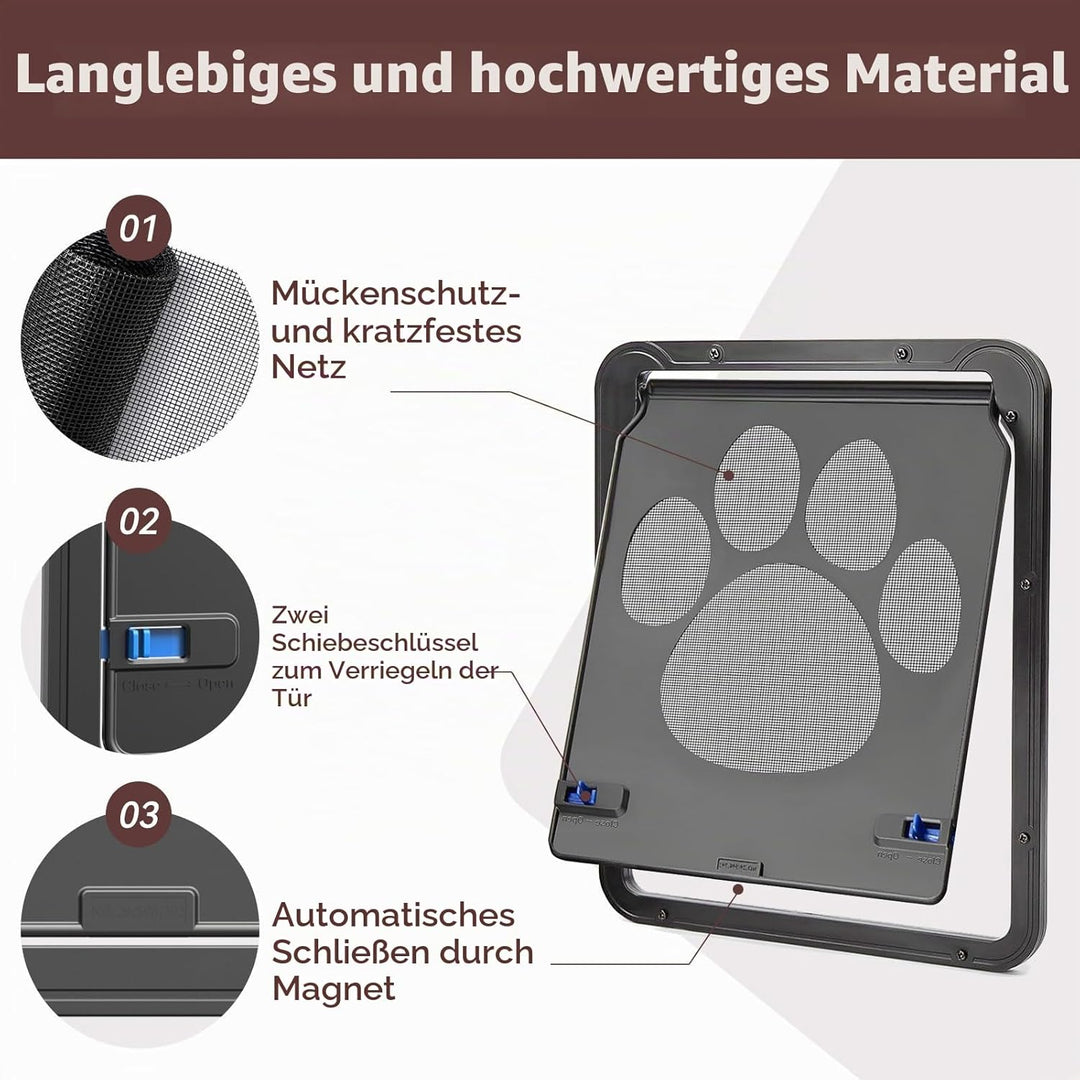 NAMSAN Haustierklappe Fliegengitter mit Magnet Hundeklappe Katzenklappe für Fliegengittertür Abschli