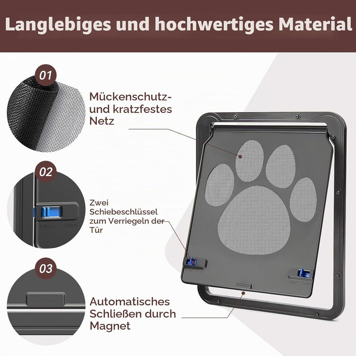 NAMSAN Haustierklappe Fliegengitter mit Magnet Hundeklappe Katzenklappe für Fliegengittertür Abschli