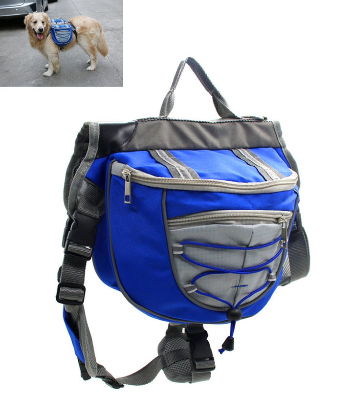 XIAOYU Hund Rucksack, verstellbare Satteltasche Kabelbaum Träger, für Reisen Wander-Camping, blau, S