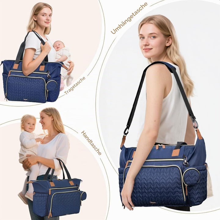 Wickeltasche mit Schnullertasche und Wickelunterlage, Wickelrucksack Multifunktions-Babytasche für G