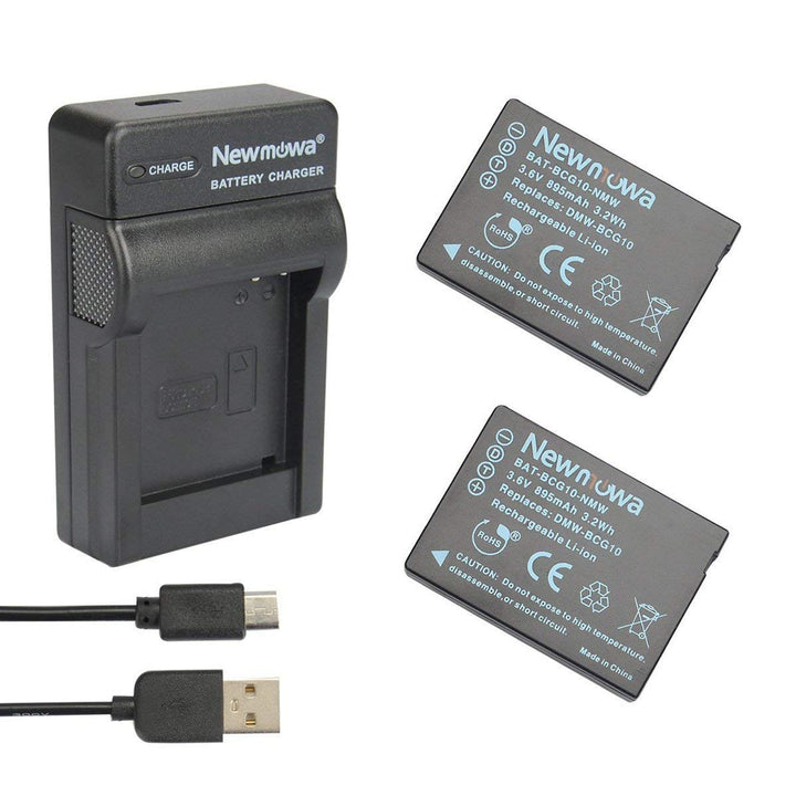 Newmowa Ersatz Akku DMW-BCG10(2er Pack) und tragbar Micro USB Ladegerät Kit für Panasonic DMW-BCG10,