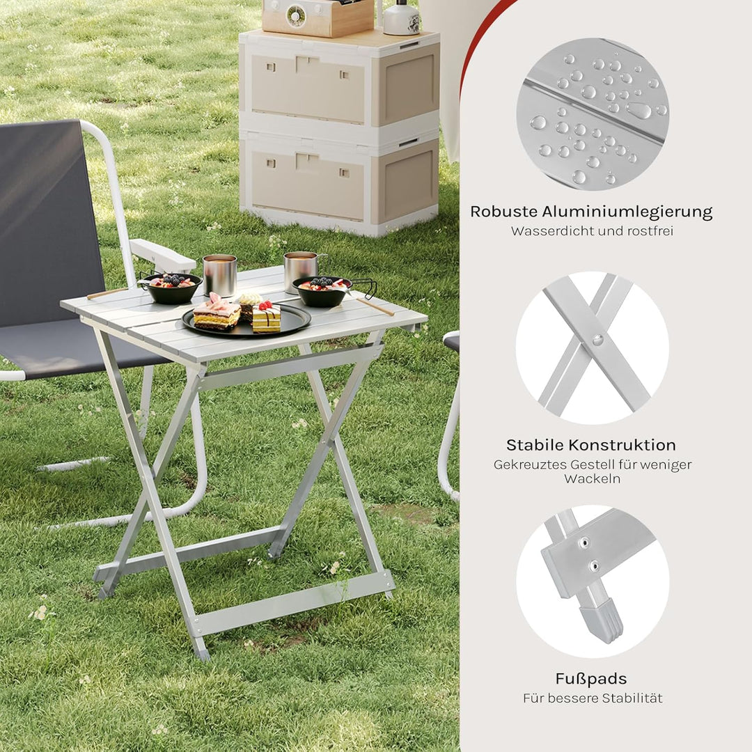 WOLTU Alu Tisch Klapptisch Campingtisch Balkontisch Gartentisch Klappbar aus Aluminium, 50.5x47x59.5