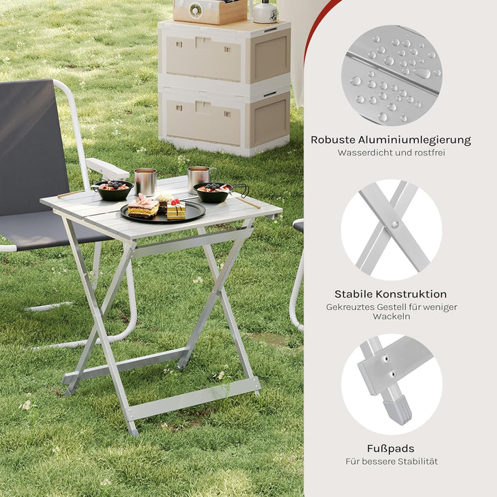 WOLTU Alu Tisch Klapptisch Campingtisch Balkontisch Gartentisch Klappbar aus Aluminium, 50.5x47x59.5