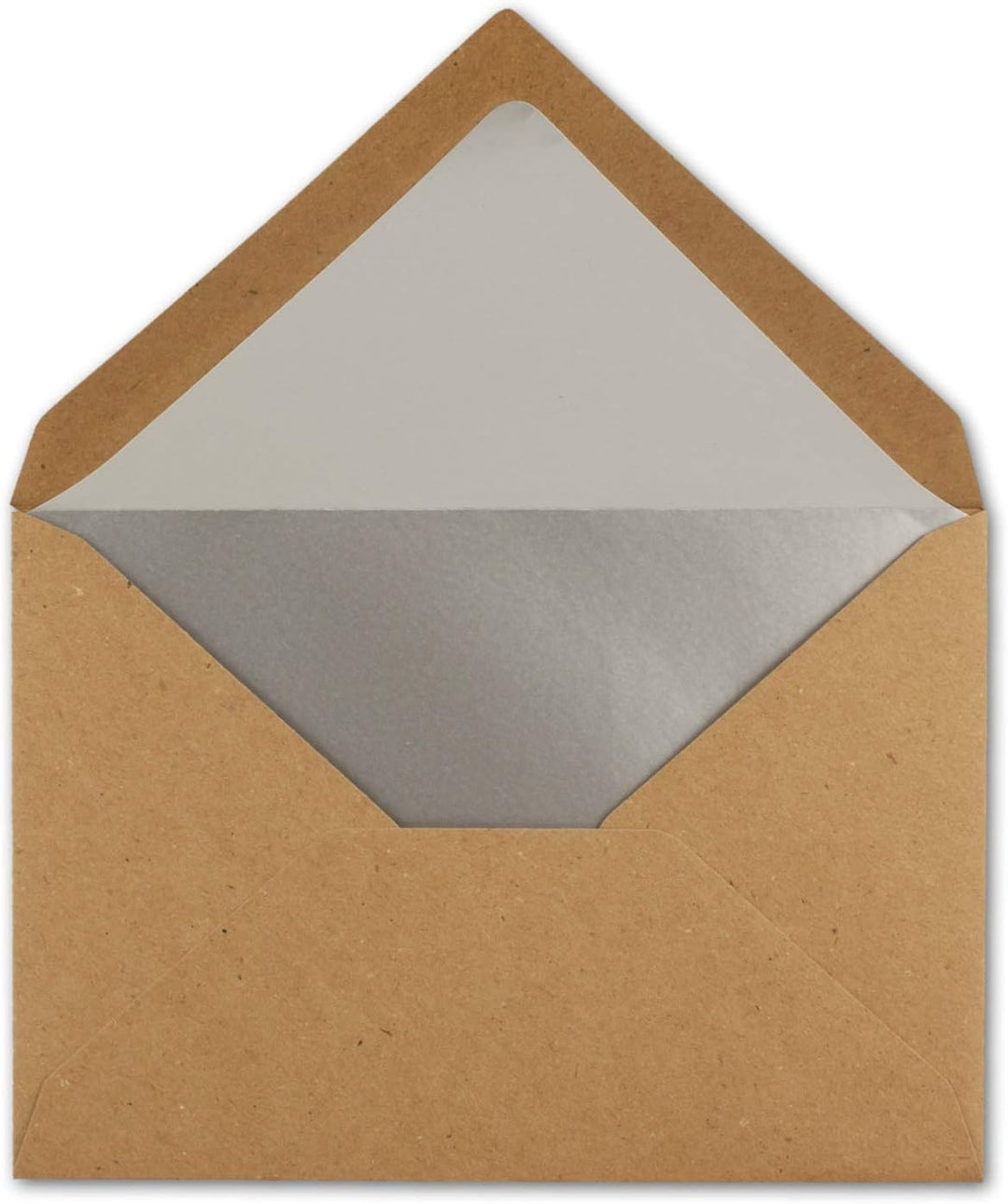 300x - Brief-Umschläge B6 mit Silber Innenfutter - 12,5 x 17,6 cm - Kraft-Papier braun Recycling Nas