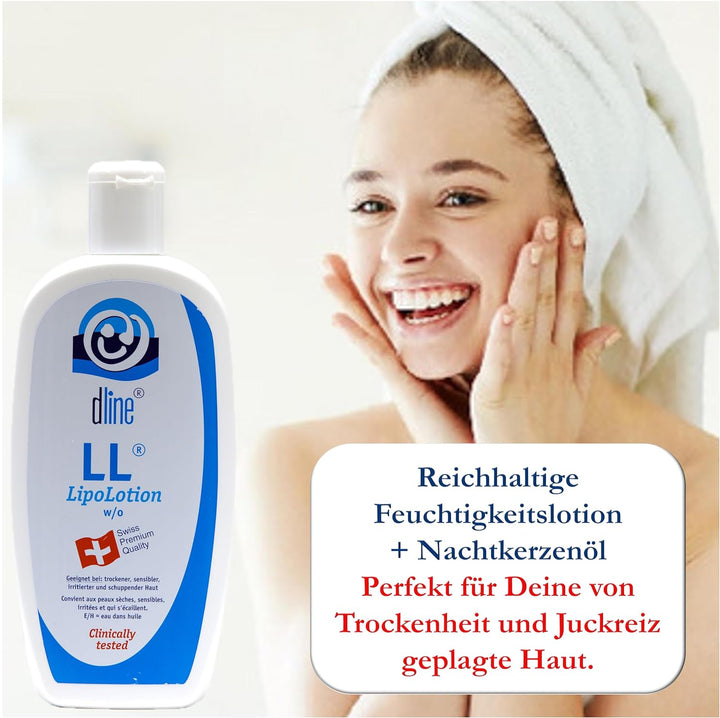 dline LL-LipoLotion | Nachtkerzenöl Bodylotion vom Pflegeprofi | 500ml Flasche | Feuchtigkeitscreme