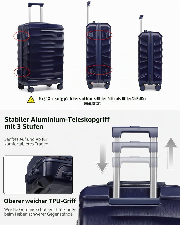 Sea choice Reisekoffer Set 5 Teilig ABS Hartschale Trolley Kofferset Gepäckset Grosse Kapazität Hand