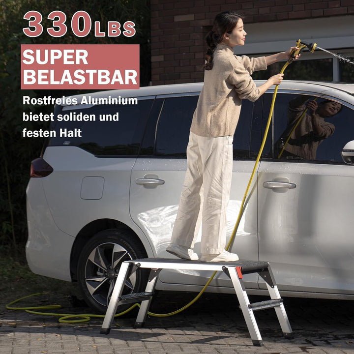 XinSunho Alu Arbeitsplattform, Klappbar Arbeitsbühne bis 150 kg, Arbeitstritt mit Sicherheitsschlöss