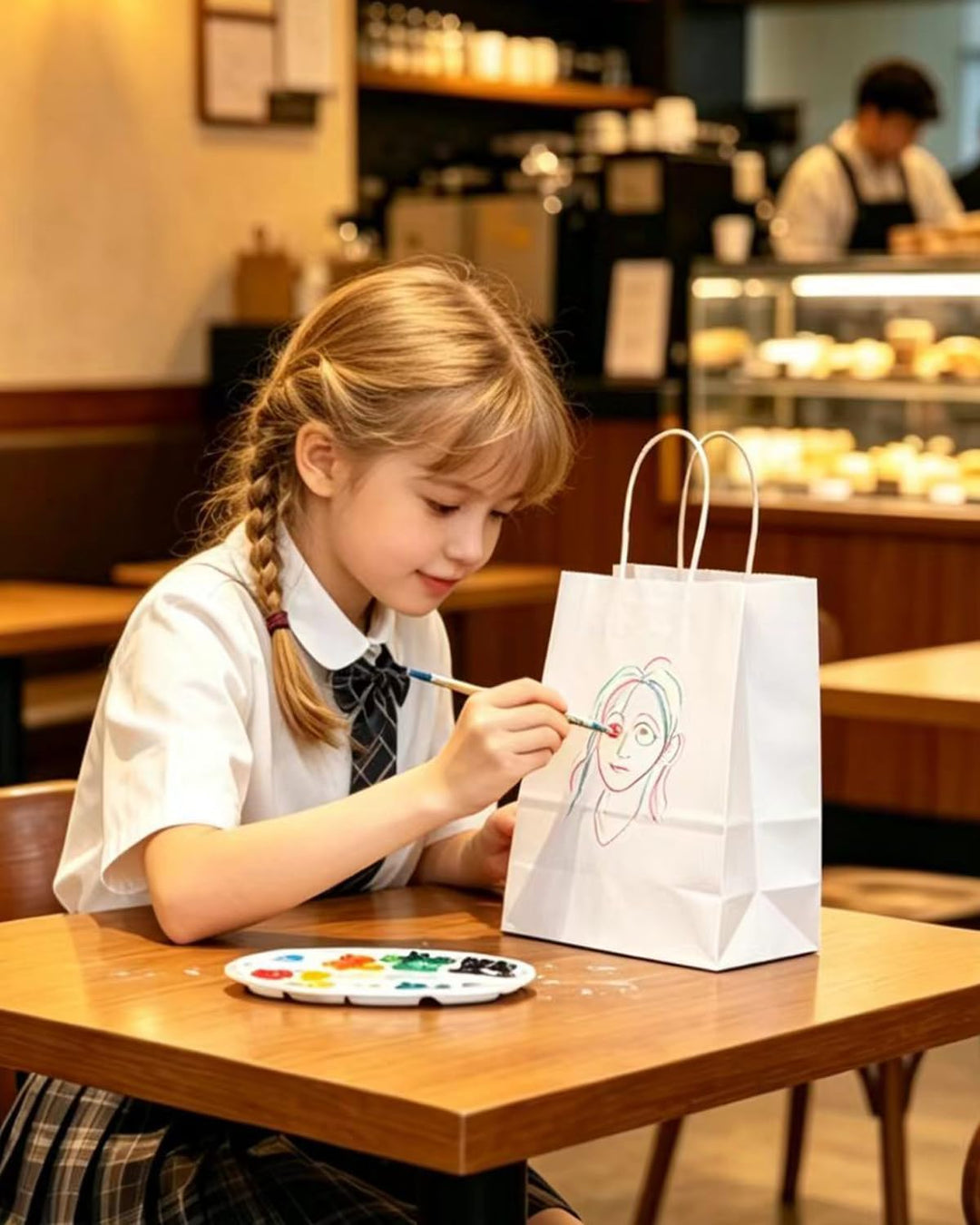 Gcardist 600 Stück Weiss Geschenk Taschen mit Griffen Bulk 8.3"x6"x3.15" Zoll kleine Grösse Kraftpap