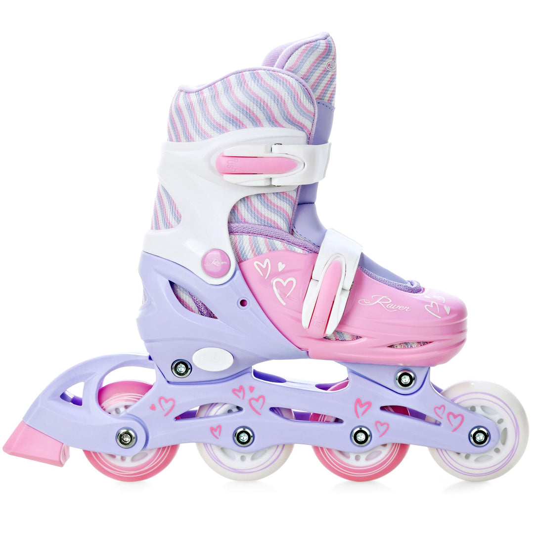 Raven Kinder Inline Skates Inliner Lia oder Loret verstellbar mit LED Leuchtrad 34-37 (21,5-24cm) Li