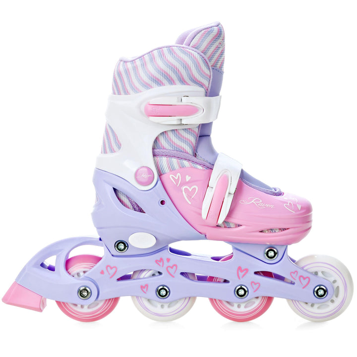 Raven Kinder Inline Skates Inliner Lia oder Loret verstellbar mit LED Leuchtrad 34-37 (21,5-24cm) Li