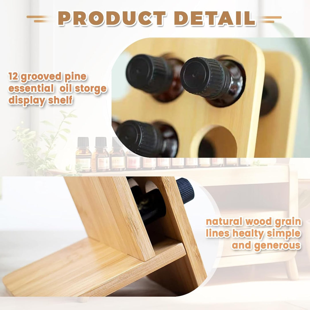 12 Loch Hölzern für Ätherisches Öl Display Ständer, Ständerhalter Aromatherapie Öle Organizer, Äther