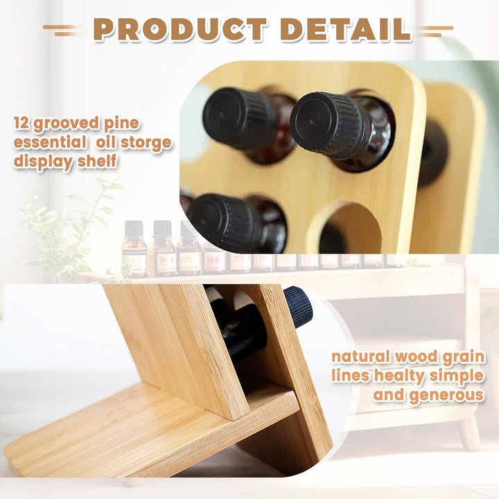 12 Loch Hölzern für Ätherisches Öl Display Ständer, Ständerhalter Aromatherapie Öle Organizer, Äther