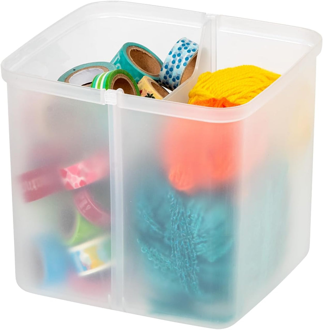 Iris Ohyama, Tragbare Aufbewahrungsbox 18,9L mit Griff, Transparenter Organizer mit 4 herausnehmbare