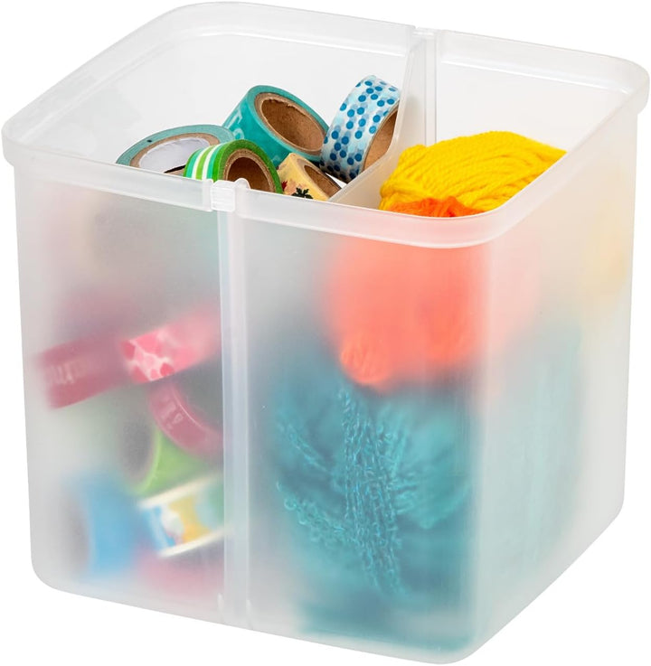 Iris Ohyama, Tragbare Aufbewahrungsbox 18,9L mit Griff, Transparenter Organizer mit 4 herausnehmbare