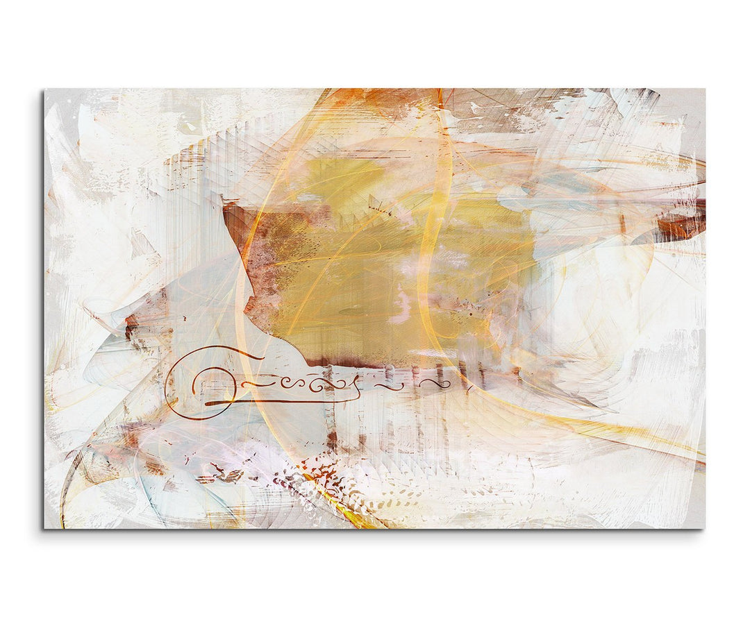 Paul Sinus Art 80x60cm Fotoleinwand Leinwanddruck Kunstdruck Wandbild beige weiss gelb gemalt