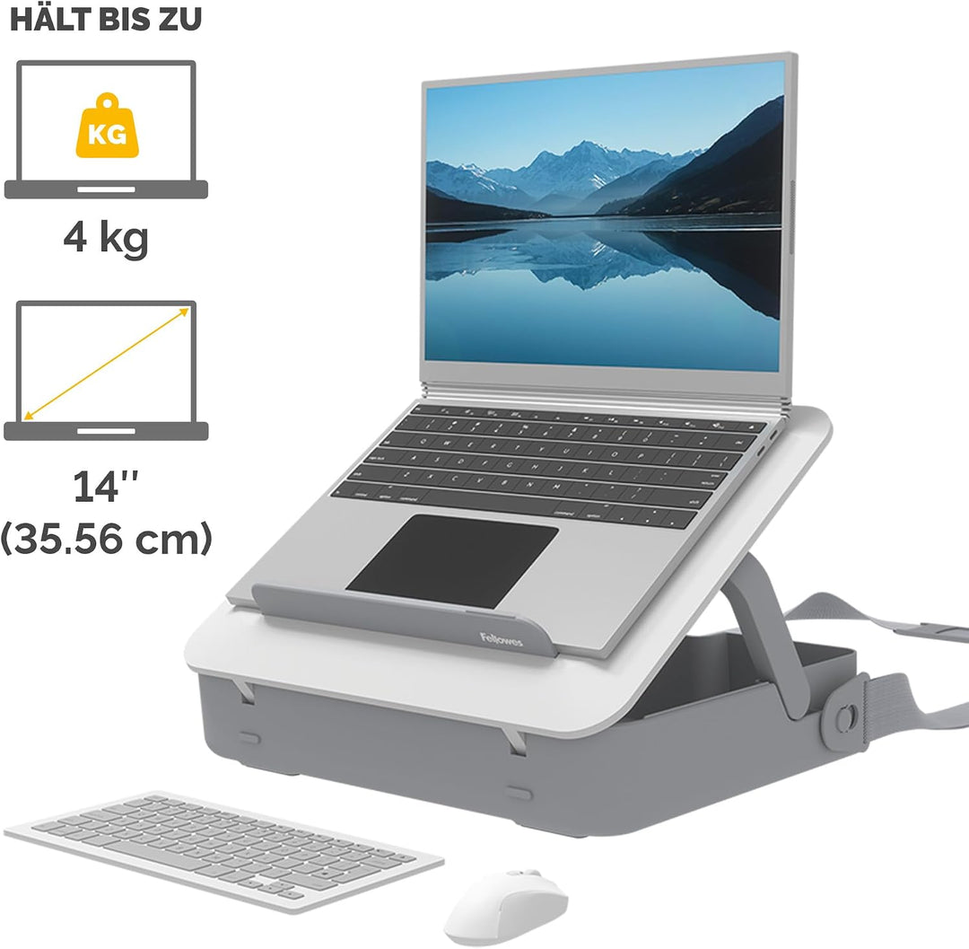 Fellowes Tragbarer Laptop-Ständer Tragetasche - Breyta™ 2-in-1 Design mit 5 Höheneinstellungen - Ide